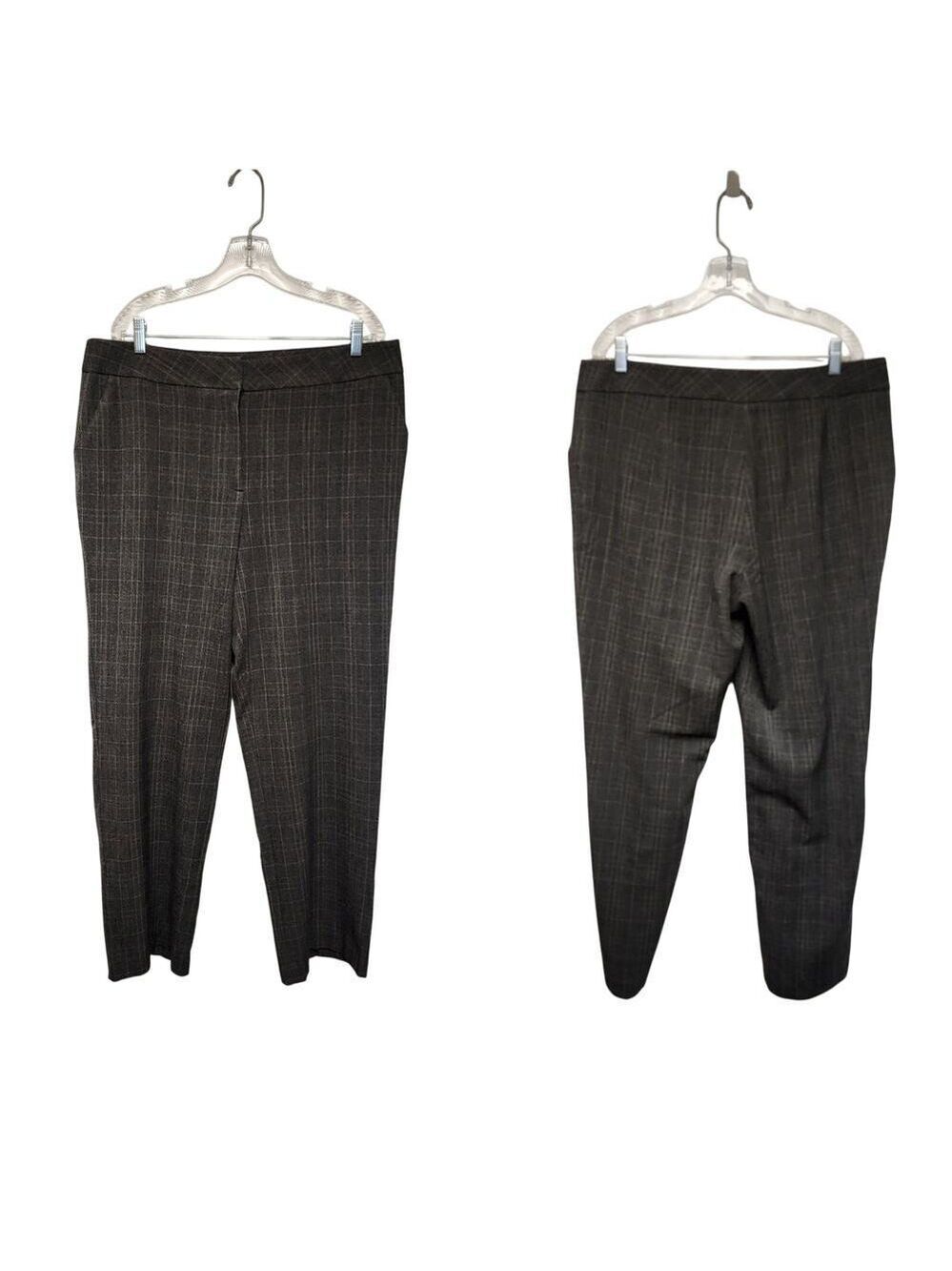 Investments Straight-Leg Plaid Dress Paid Size 16R Color Gray/Pink